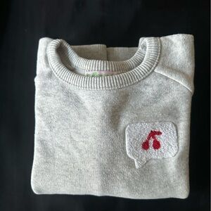 Bonpoint Grey Cotton Cherry Sweatshirt Size 3T